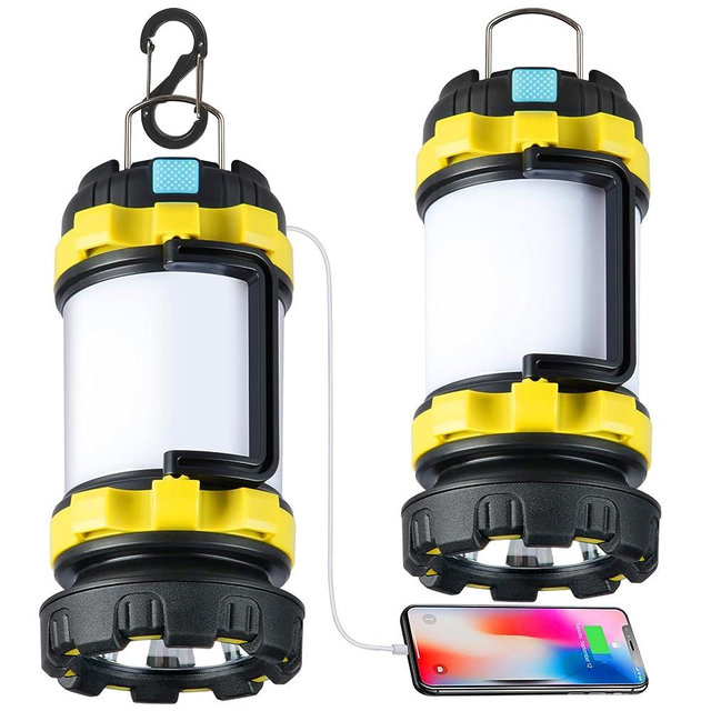 2 Pack Camping Lantern, Outdoor Led Camping Lantern, Rechargeable Flashlights with 1000LM, 6 Modes, 4000mAh Power Bank, IPX5 Waterproof Portable Emergency Camping Light for Hurricane Survival Hiking