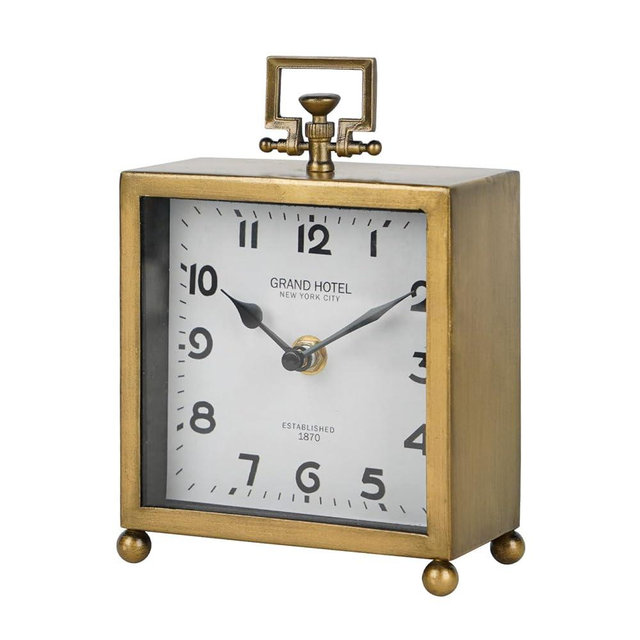 NIKKY HOME Small Gold Table Clock, Silent Non-Ticking Classic Battery Operated Decorative Mantel Desk Shelf Clock for Living Room Decor