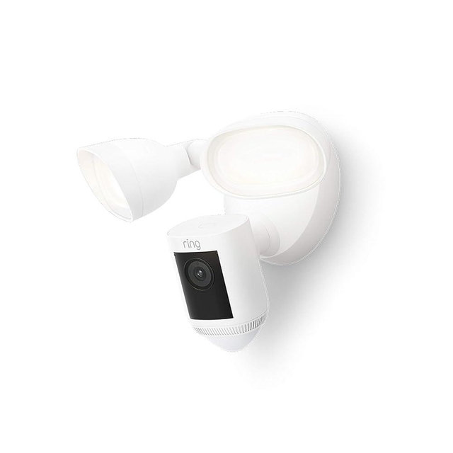 Like-New Ring Floodlight Cam Wired Pro with Bird’s Eye View and 3D Motion Detection, White