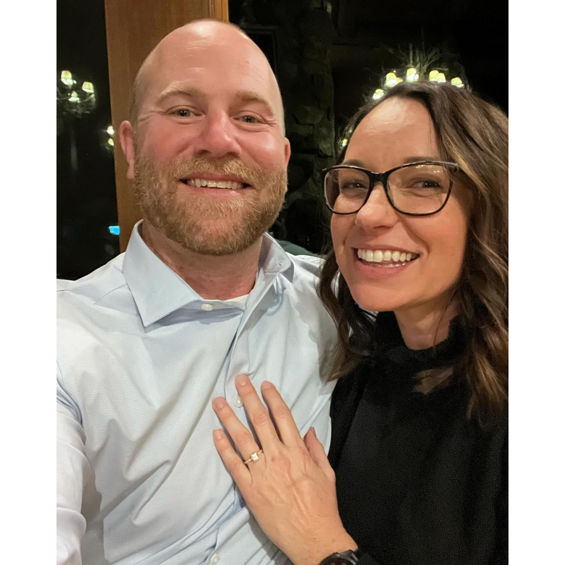 Dinner at Zach's Cabin after I said YES