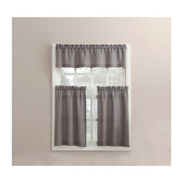 Martine Microfiber 3-Piece Kitchen Curtain Valance and Tiers Set Gray 54"x36" - No. 918