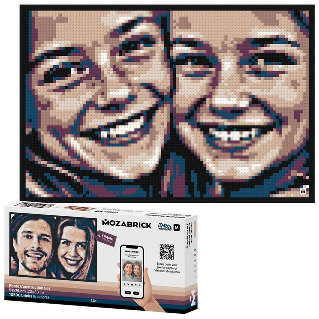 MOZABRICK Custom Building Toy, Craft Kit for Wall Art Creation with Building Blocks and Any Photo, DIY Art Kit for Adults, Framed Mosaic Set Color M (20 inch x 30 inch)