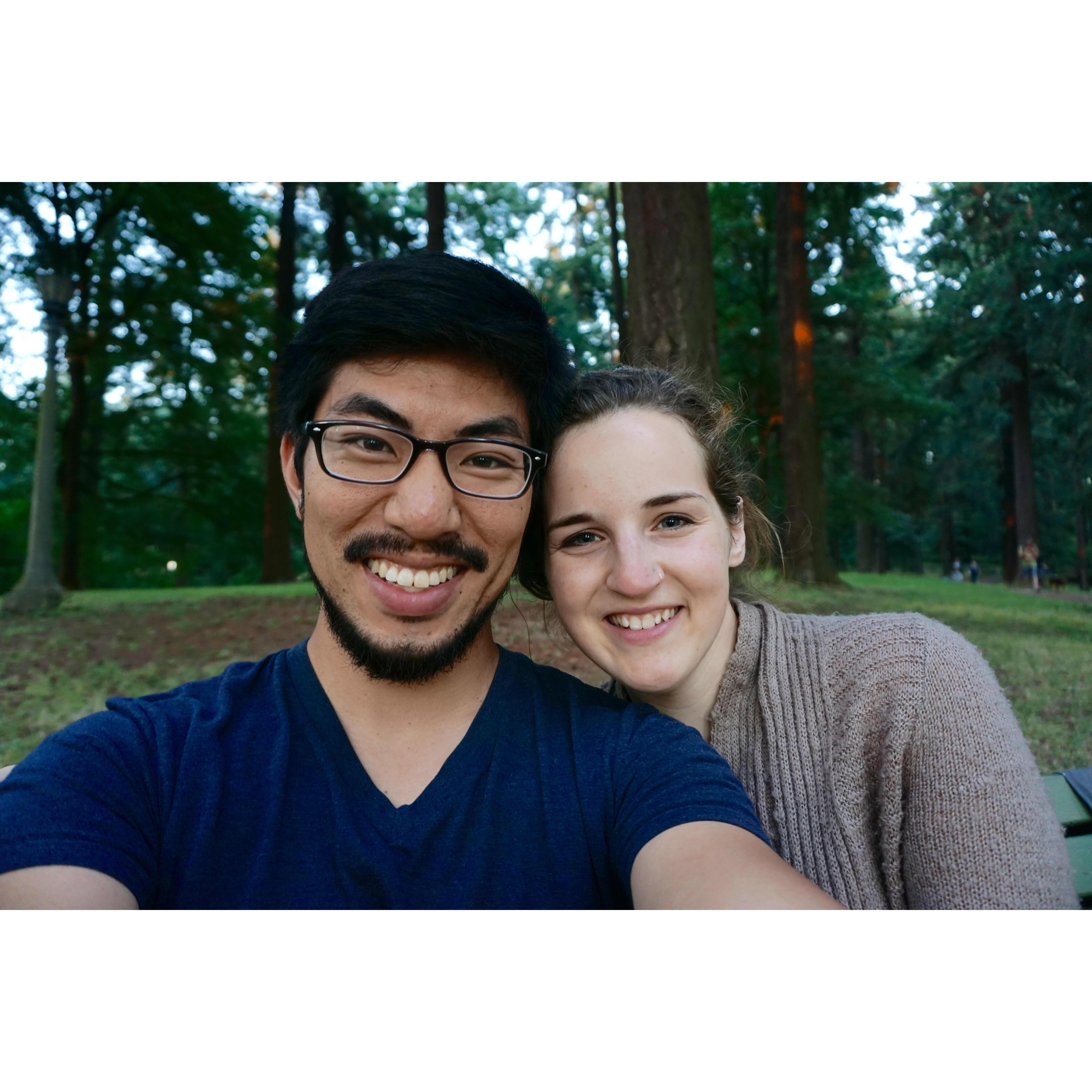 At the top of Mount Tabor in Portland.