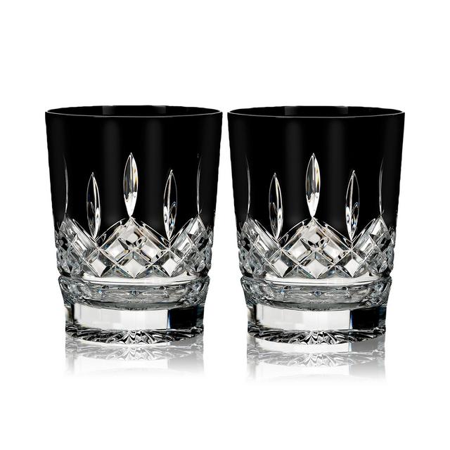 Waterford Lismore Black Double Old Fashioned Glass Pair