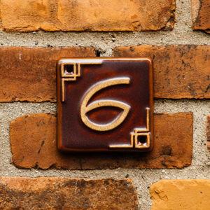 PEWABIC Address Number 6/9 Tile - Carmine