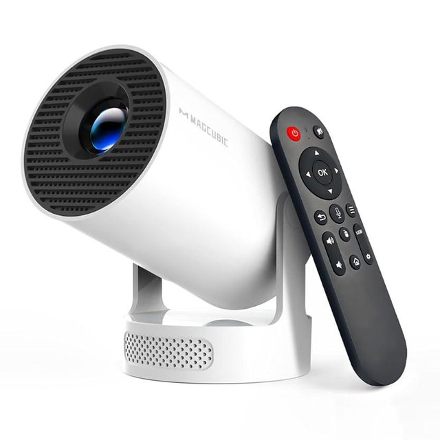 Magcubic Mini Projector 4K support with WiFi 6 and Bluetooth 5.4, 5w Soundbase Speaker, Auto Vertical Keystone 180°Rotatable Portable Proyector for Home Bedroom Outdoor HY300Pro+