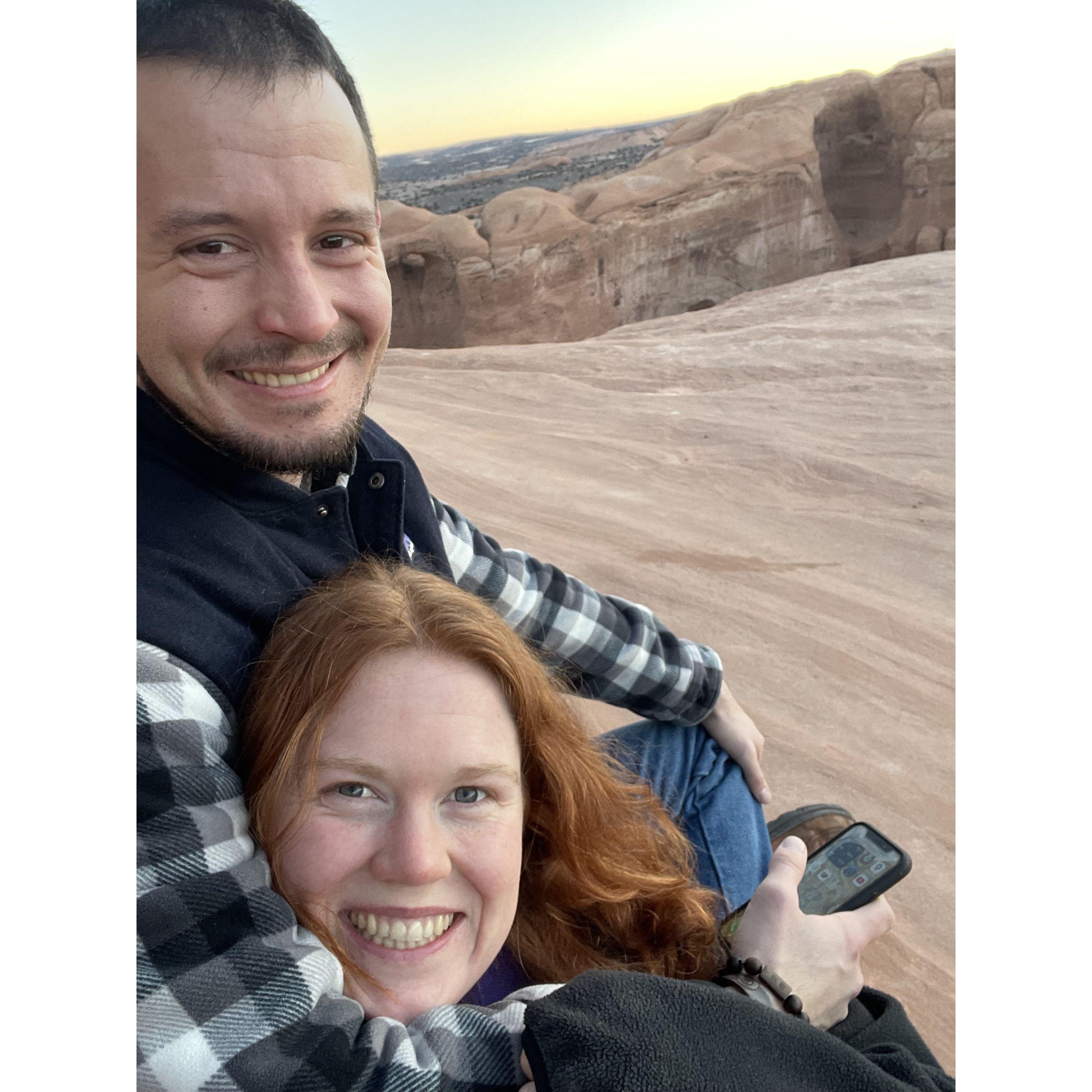 Watching the sun rise in Moab, Utah