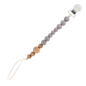 LouLou Lollipop Silicone & Wood Pacifier Clip - Opal Gray