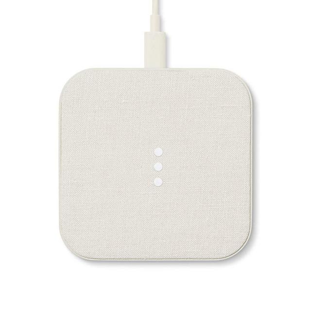 Courant Catch:1 Essentials - Belgian Linen Wireless Charging Pad - Qi-Certified - Compatible with iPhone 14, 13, 12, 11, X, SE, Samsung Galaxy S21, S20, Note, AirPods, AirPods Pro (Natural)