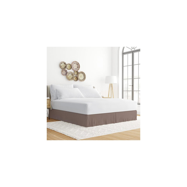 Premium Pleated Dust Ruffle Bed Skirt - Becky Cameron, Taupe, King