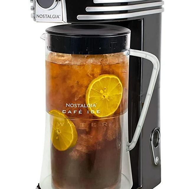 Nostalgia 3-Quart Iced Tea & Coffee Brewing System With Double-Insulated Pitcher, Strength Selector & Infuser Chamber, Also Perfect For Lattes, Lemonade, Flavored Water, Black