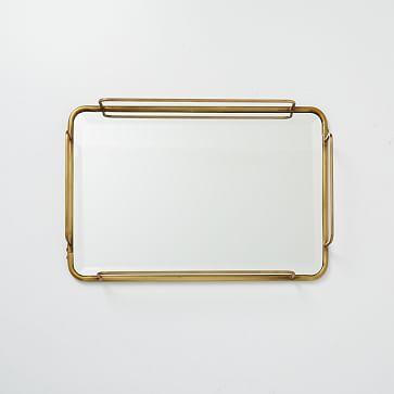 Fishs Eddy Gilded Cafe Mirror Tray, Small, 15" W x 10" L