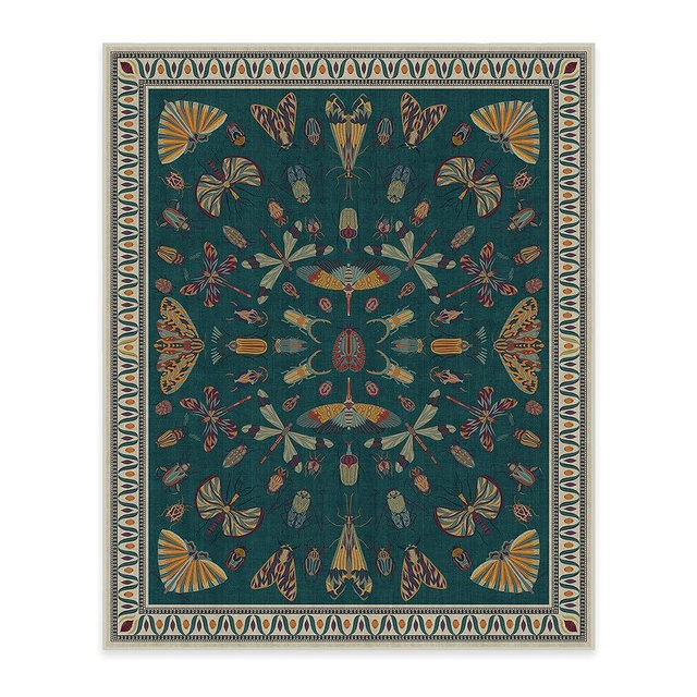 RUGGABLE x Iris Apfel Washable Rug - Perfect Modern Area Rug for Living Room Bedroom Kitchen - Pet & Child Friendly - Stain & Water Resistant - Flutterby Teal 8'x10' (Standard Pad)