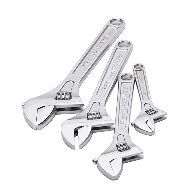 MAXPOWER 4pc Heavy Duty Adjustable Wrench Set - Metric + SAE - Industrial Grade Shifter Movable Spanners