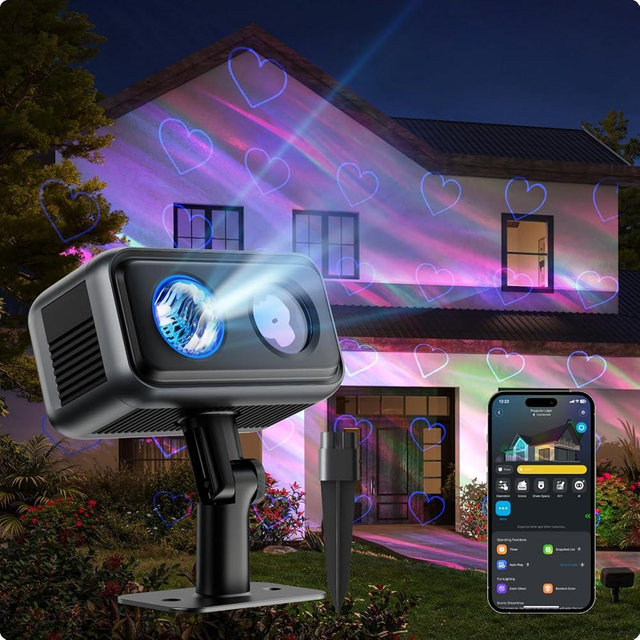 Govee Outdoor Projector Light, Upgraded Aurora Star Projector with 16 RGB Patterns, 50+ Scene Modes for Indoor & Outdoor Holiday Decor, Works with Alexa, Google, Matter, IP65 Waterproof