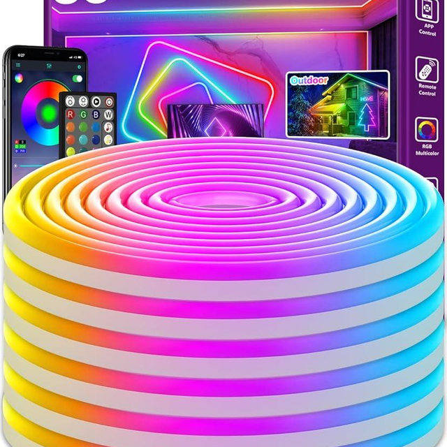 SINLEY Led Neon Rope Lights 60FT,Control with App/Remote,Flexible Led Rope Lights,Multiple Modes,IP68 Outdoor RGB Neon Lights Waterproof,Music Sync Gaming Led Strip Lights for Bedroom Indoor