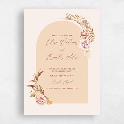 Beige Wedding Invitation - Caoba Portrait