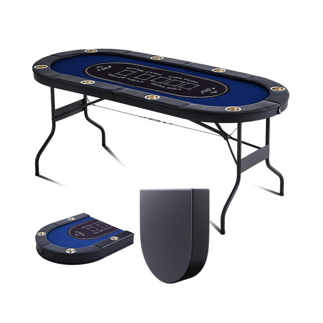 SUGIFT 8-Player Foldable Poker Table 72" Oval with Cup Holders and Padding
