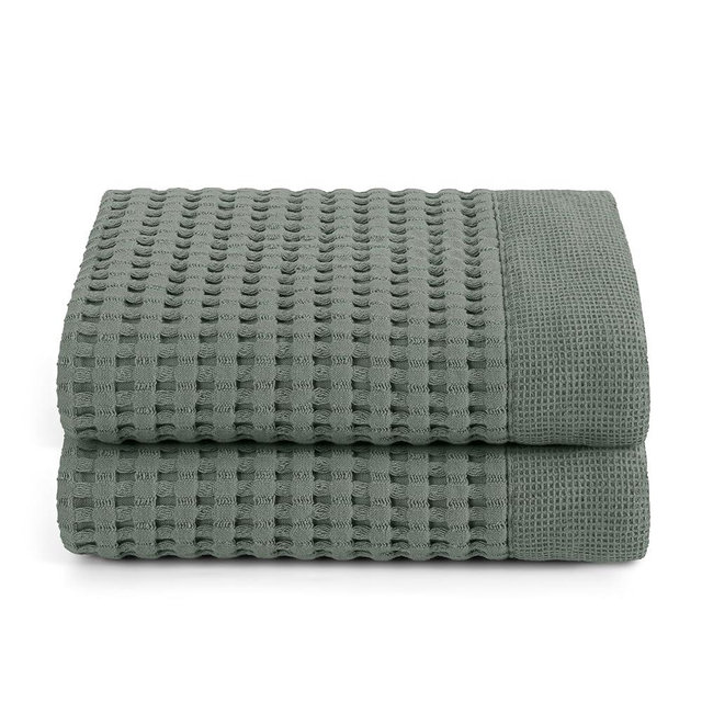 GILDEN TREE Waffle Hand Towels for Bathroom Quick Drying Lint Free Thin, 2 Pack, Modern Style (Sage Grey)