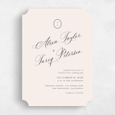 Beige Ticket Wedding Invitation - Gavina Classic