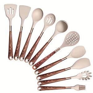 Silicone Cooking Utensil Set - Brown