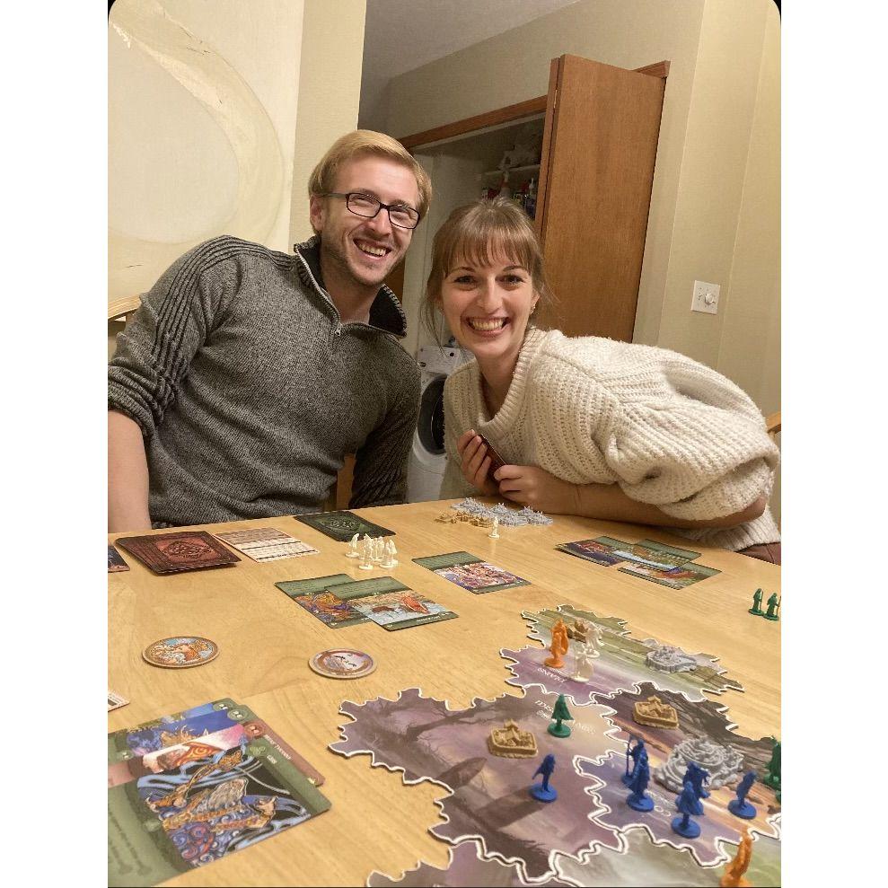 Our first double date! Game night with friend of Daniel's and his wife.