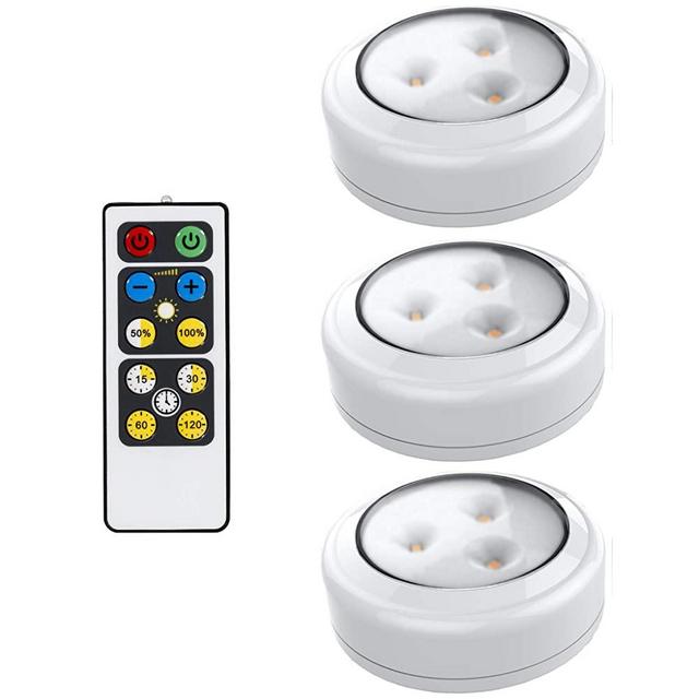 Brilliant Evolution LED Puck Light 3 Pack with Remote | Wireless LED Under Cabinet Lighting | Under Counter Lights for Kitchen | Battery Operated Lights | Under Cabinet Light | Battery Powered Lights