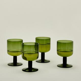 Simple Seeded Stemmed Glass, Set of 4