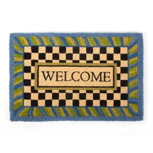 Welcome Periwinkle Double Door Entrance Mat