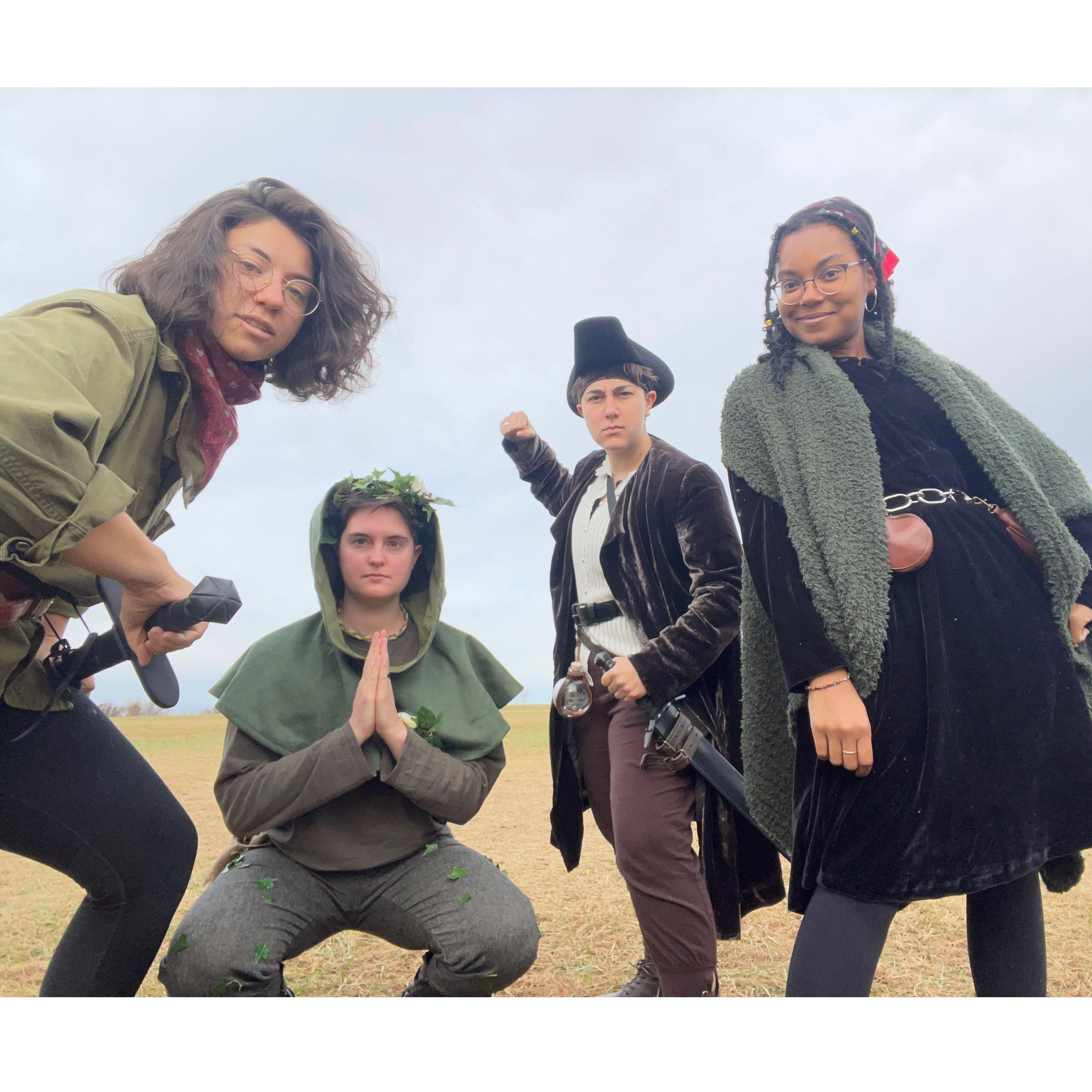 From left to right: Bea (Fighter), Benny (Druid), Emily (Pirate), and Lena (Wizard)