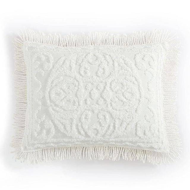 Beatrice Home Fashions Medallion Chenille Bedspread, King Sham, Ivory