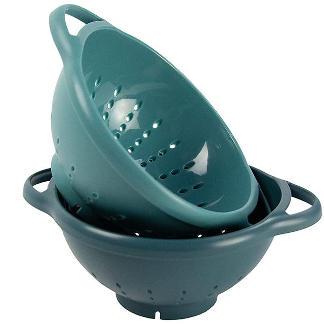 Wisconic 2 Pack Mini Colander Berry Baskets - Plastic, Durable Kitchenware, Dishwasher Safe - Made in the USA - Prussian Blue & Light Teal