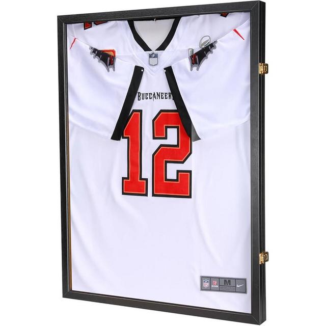 GUTAG Jersey Wooden Frame Display Case -Shadow Box with UV Protection for Baseball Basketball Football Hockey Sport Shirt and Uniform (Black, 1 Pack)