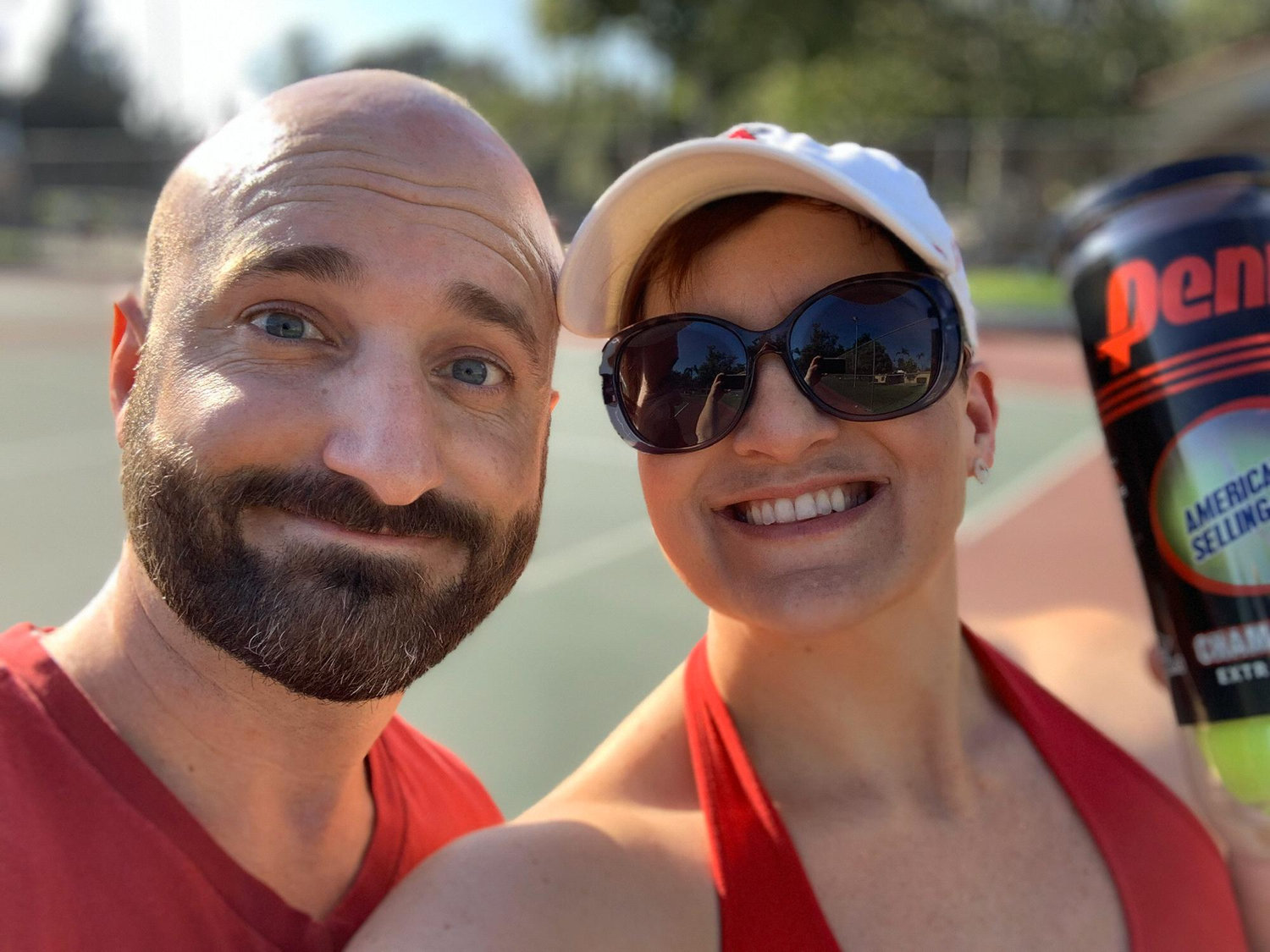 After a round of playing and learning how to play tennis.