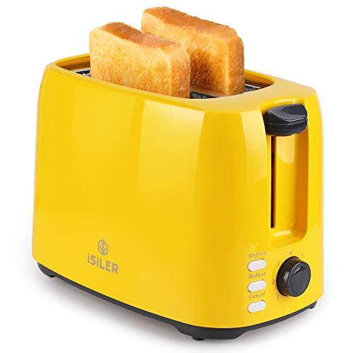 iSiLER 2 Slice Toaster, 1.3 Inches Wide Slot Toaster with 7 Shade Settings and Double Side Baking, Compact Bread Toaster with Removable Crumb Tray, UL Certified, Defrost Reheat Cancel Function