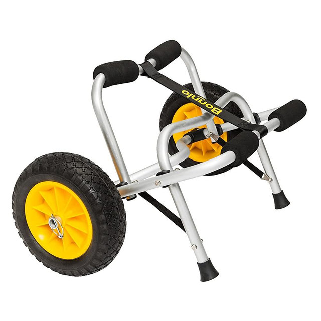 Bonnlo Kayak Cart Canoe Dolly Fishing Kayak Accessories Carrier Foldable Paddle Board Trolley Boat Trailer Transport with NO-Flat Airless Tires Wheels and 2 Ratchet Straps