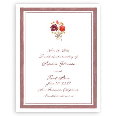 Currant Red Wedding Digital Save the Date - Flor Portrait
