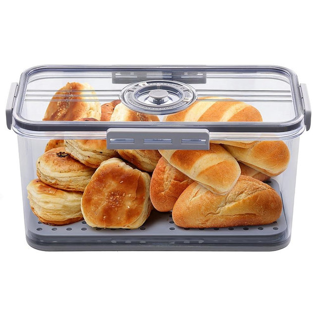 ANYPROLUS Bread Box for Homemade Bread Boxes for Kitchen Counter Airtight, Time Recording Bread Storage Container with Lid, Bread Containers Storage Airtight Loaf Bread Keeper, Grey