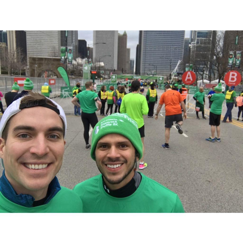 Introducing Andres to the concept of running a 5K for the first time.  The Shamrock Shuffle has since become an annual tradition.