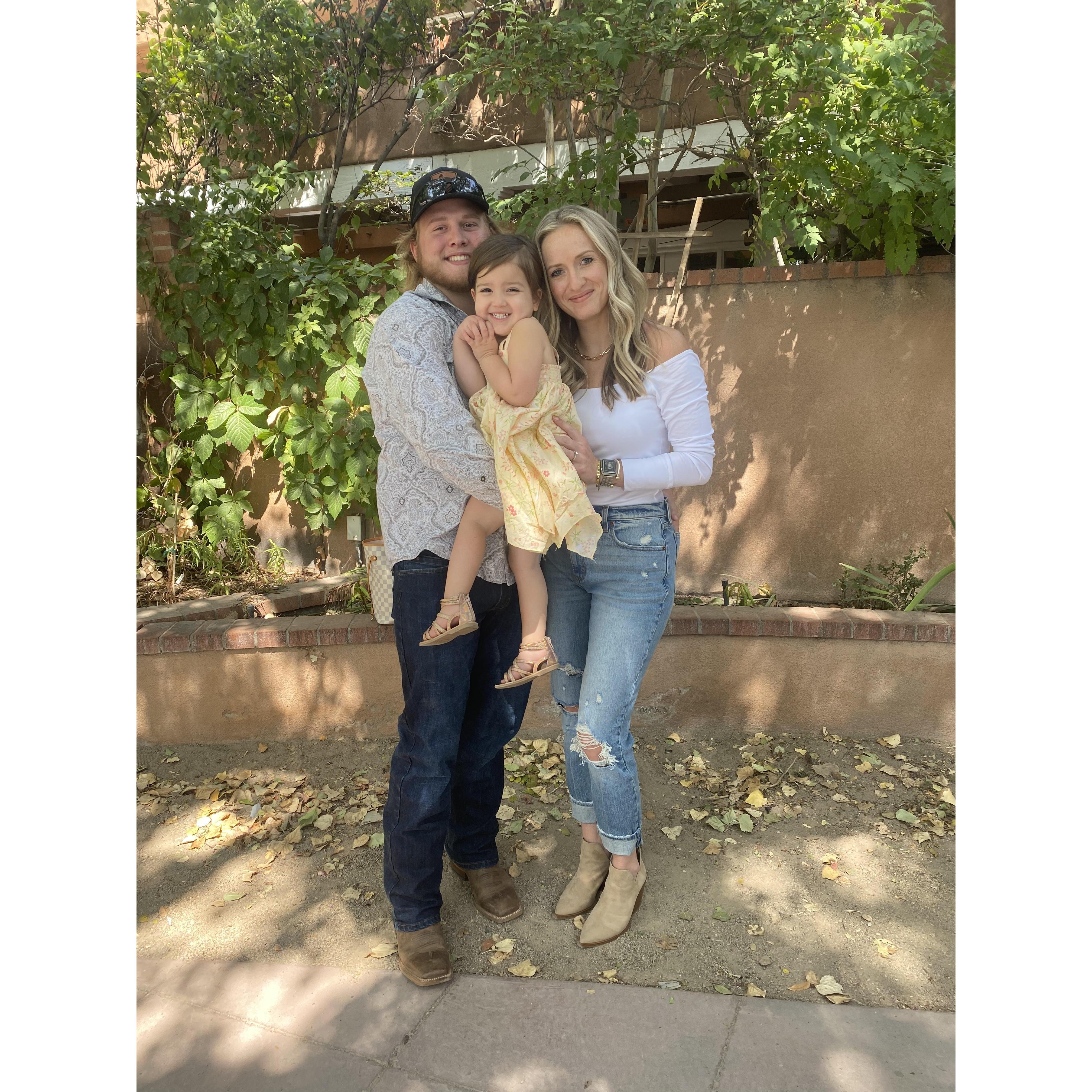 Our little family in 2020 just missing our basset hound, Leo.