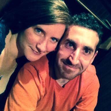 Our first photo together-the night Matt was tricked into proposing