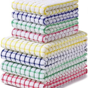 Kitchen Towels and Dishcloths Set - Blue/Yellow/Red/Green