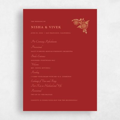 Dark Red Wedding Program - Sambac Foil