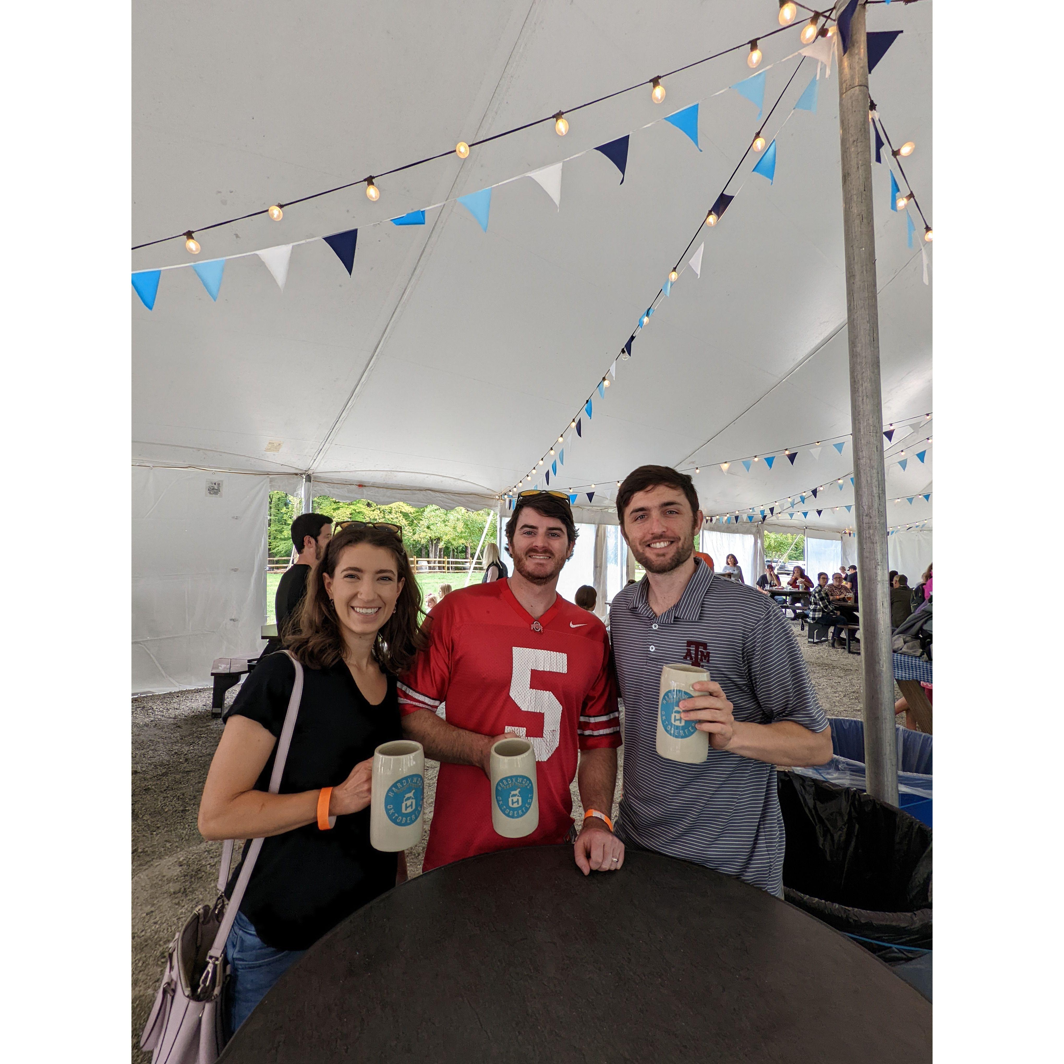 Moving to Richmond was a little daunting since we did not know many people there, and we are very thankful for the friends we've made <3 Here is Alex with our friends Emily and Matthew at Oktoberfest!