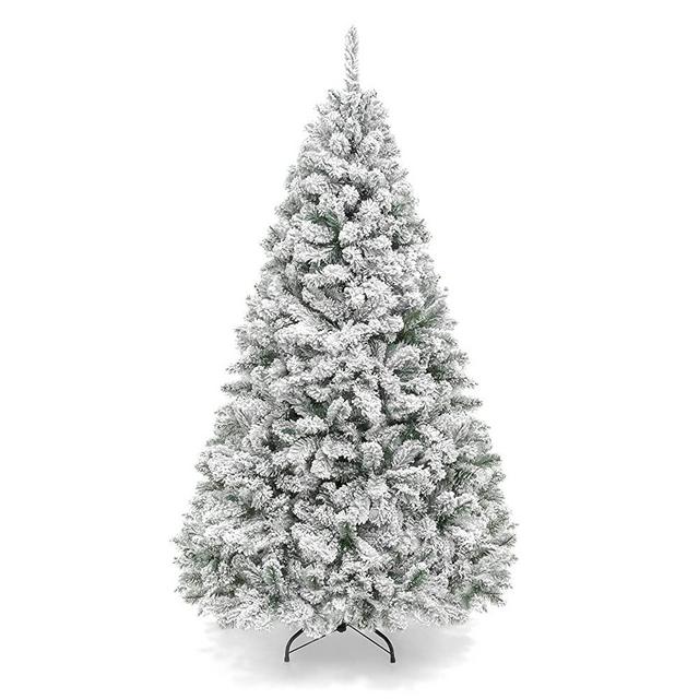 Best Choice Products 6ft Snow Flocked Hinged Artificial Pine Christmas Tree Holiday Decoration w/Metal Stand