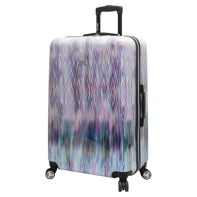 Steve Madden 28 Inch Checked Luggage Collection - Scratch Resistant (ABS + PC) Hardside Suitcase - Designer Lightweight Bag with 8-Rolling Spinner Wheels (Diamond)