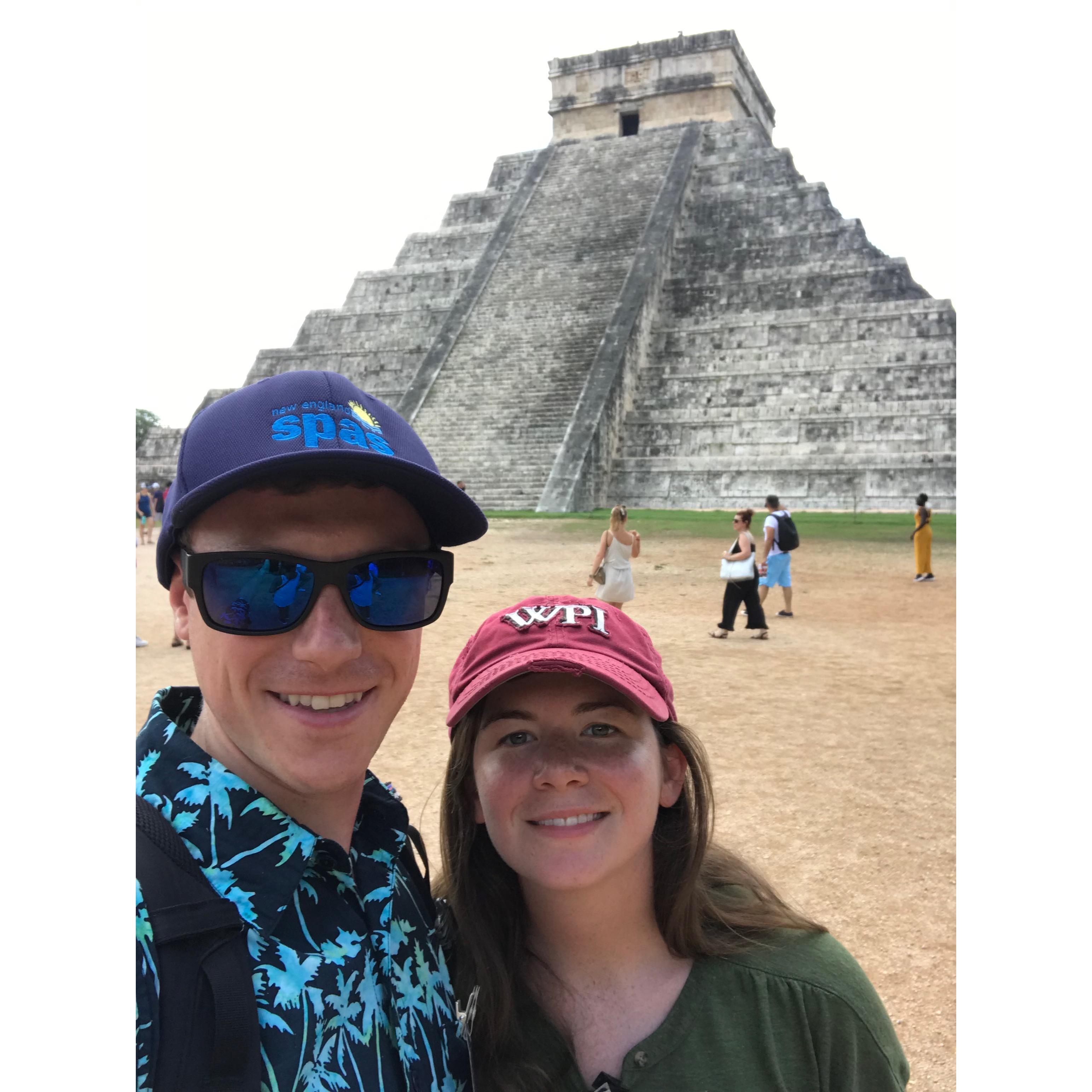 One of their many travels around the world, at Chichen Itza in Mexico!