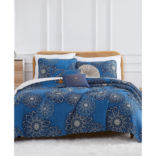 Southshore Fine Linens Midnight Floral 6-Pc. Quilt Set, Full/Queen