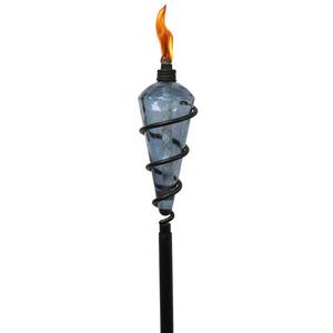TIKI 64-in Blue Glass Garden Torch