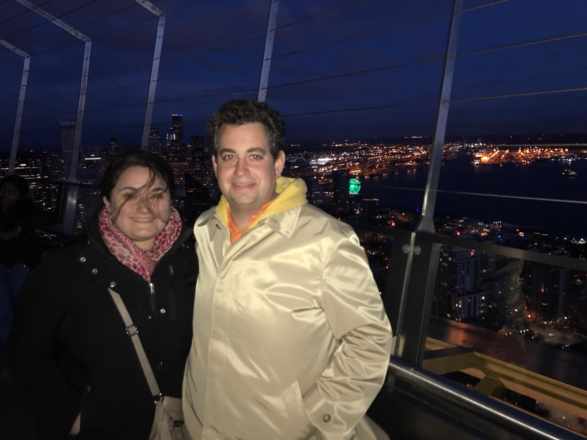 At the top of the Space Needle in Seattle